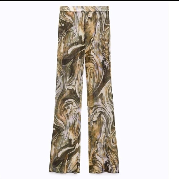 Zara Mesh Printed Mesh Pants Size Medium - Picture 1 of 7